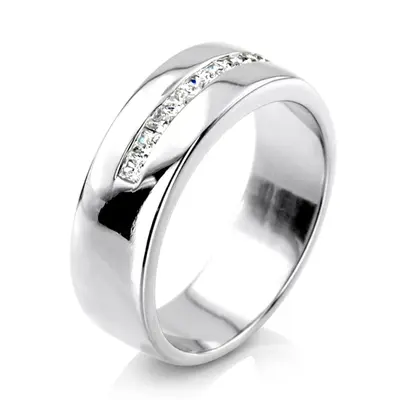 14K white gold 0.63 ct. Princess Cut Channel Set Diamond Men's Ring - alternate view 3 thumbnail