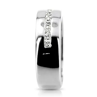 14K white gold 0.63 ct. Princess Cut Channel Set Diamond Men's Ring - alternate view 4 thumbnail