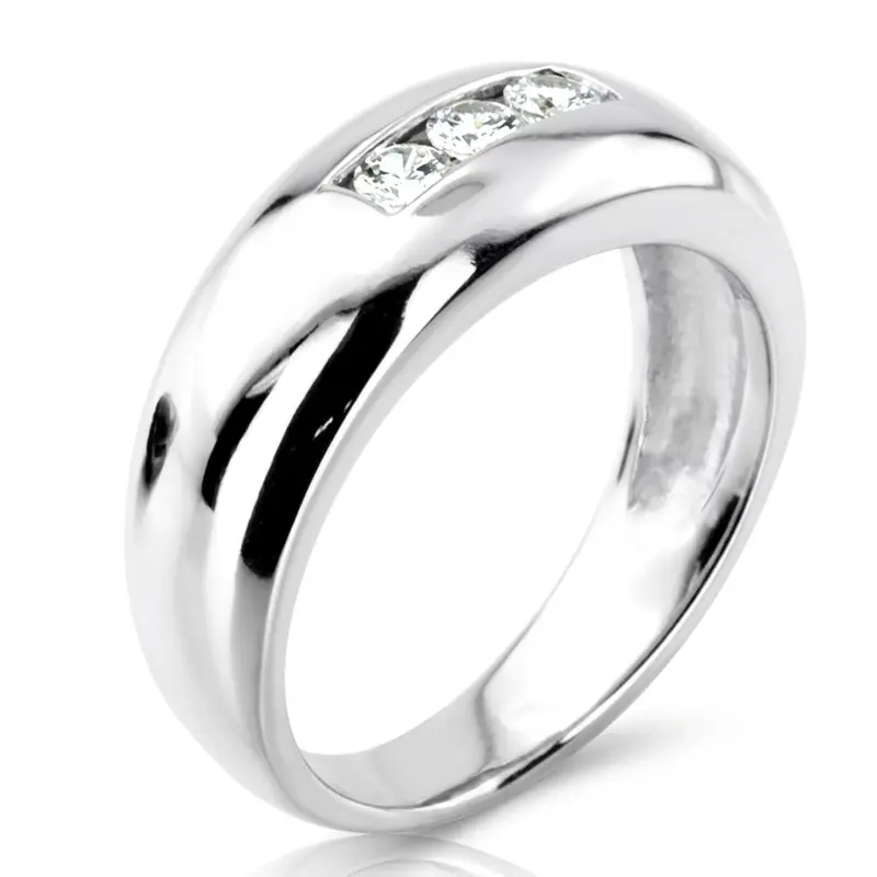 14K white gold 0.30 ct. Three Stone Round Cut Diamond Men Ring - alternate view 5