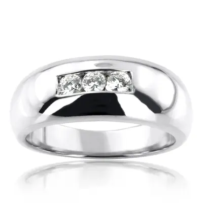 0.30 ct. Three Stone Round Cut Diamond Men Ring alternate view