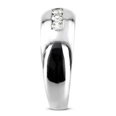 14K white gold 0.30 ct. Three Stone Round Cut Diamond Men Ring - alternate view 3 thumbnail