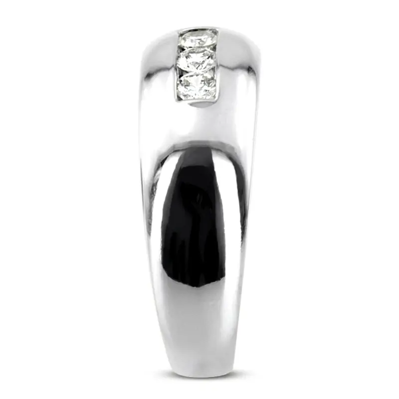 14K white gold 0.30 ct. Three Stone Round Cut Diamond Men Ring - alternate view 3
