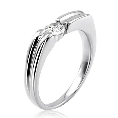 14K white gold 0.35 ct. Round Cut Bar Set Solitaire Diamond Men's Ring - alternate view 5 thumbnail