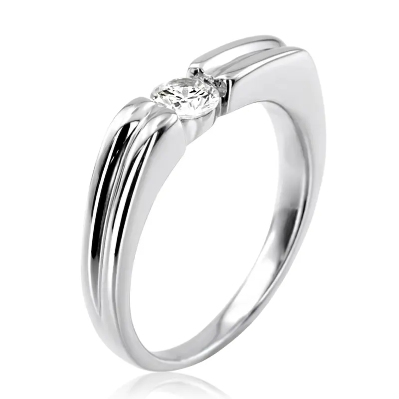 14K white gold 0.35 ct. Round Cut Bar Set Solitaire Diamond Men's Ring - alternate view 5