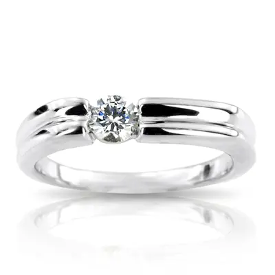 0.35 ct. Round Cut Bar Set Solitaire Diamond Men's Ring alternate view
