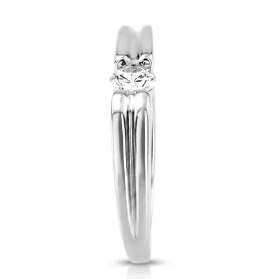 14K white gold 0.35 ct. Round Cut Bar Set Solitaire Diamond Men's Ring - alternate view 4 thumbnail