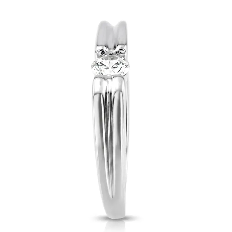 14K white gold 0.35 ct. Round Cut Bar Set Solitaire Diamond Men's Ring - alternate view 4
