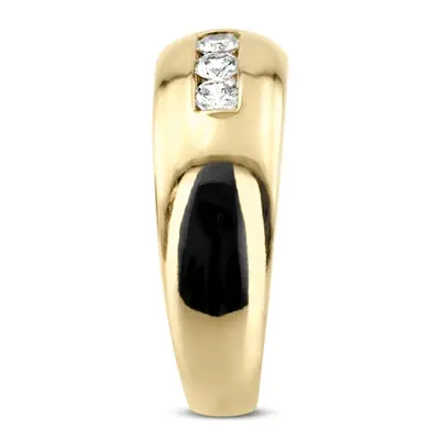 14K white gold 0.30 ct. Three Stone Round Cut Diamond Men Ring - alternate view 4 thumbnail