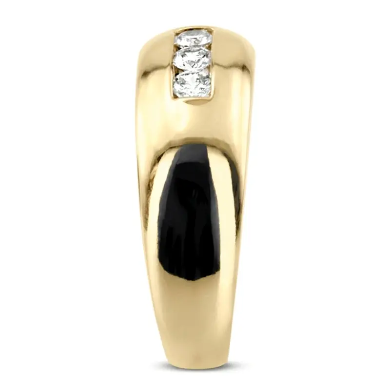 14K white gold 0.30 ct. Three Stone Round Cut Diamond Men Ring - alternate view 4
