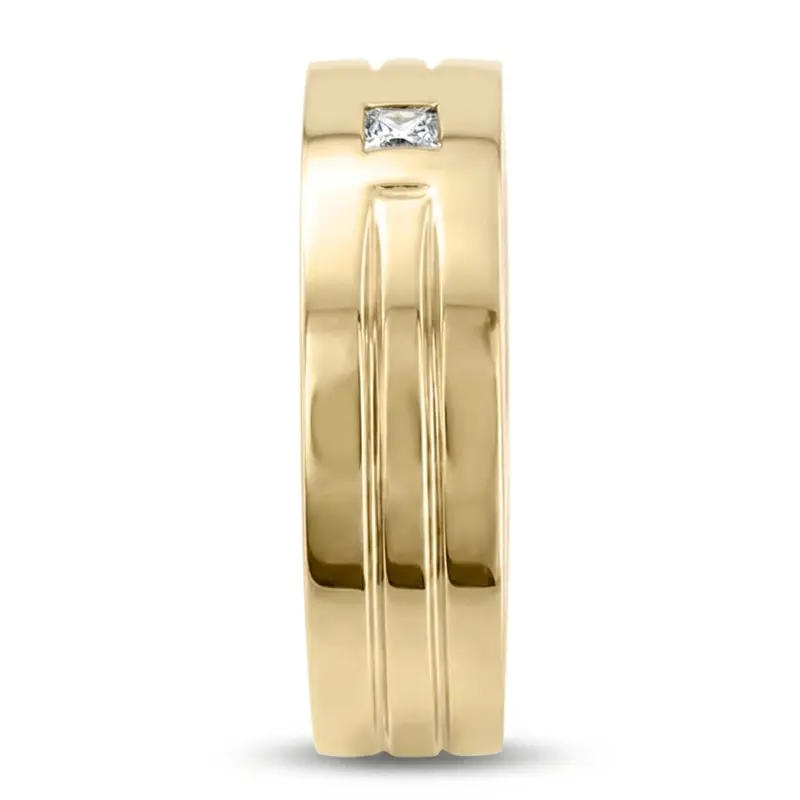14K white gold 0.10 ct. Princess Cut Solitaire Diamond Men's Ring - alternate view 3