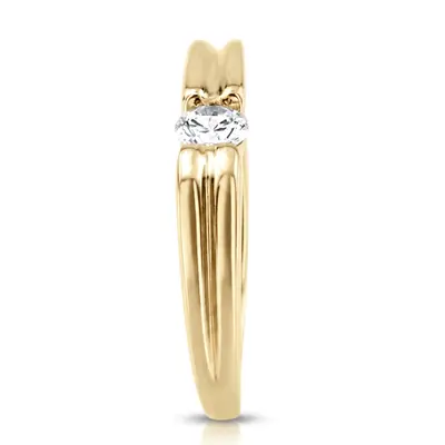 14K white gold 0.35 ct. Round Cut Bar Set Solitaire Diamond Men's Ring - alternate view 3 thumbnail