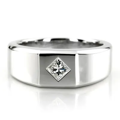 0.27 ct. Princess Cut Solitaire Diamond Men's Ring