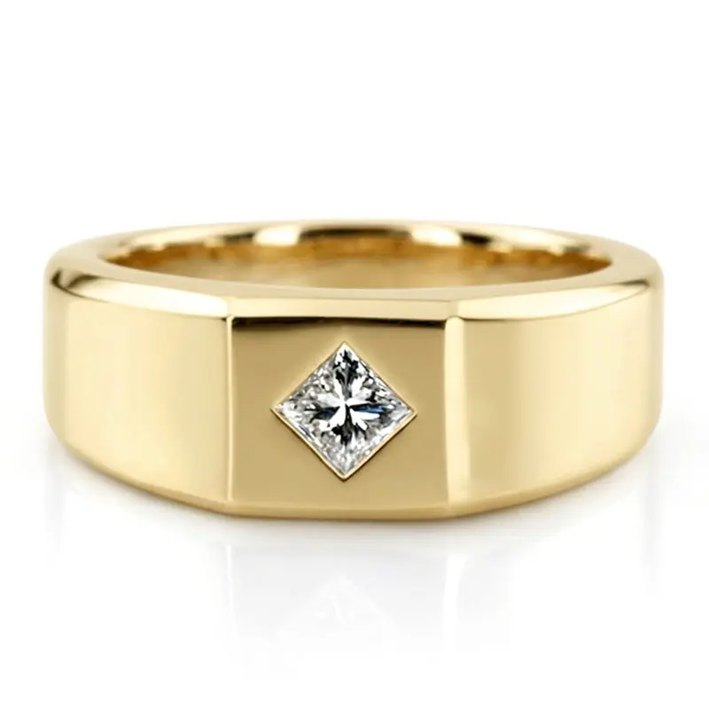 14K white gold 0.27 ct. Princess Cut Solitaire Diamond Men's Ring - alternate view 2