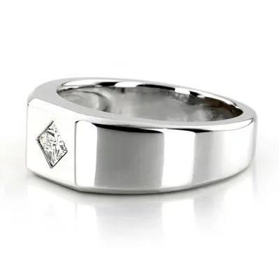 14K white gold 0.27 ct. Princess Cut Solitaire Diamond Men's Ring - alternate view 3 thumbnail