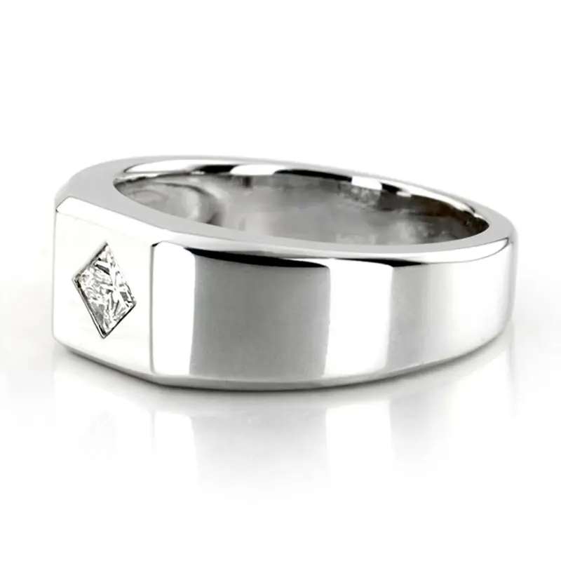 14K white gold 0.27 ct. Princess Cut Solitaire Diamond Men's Ring - alternate view 3