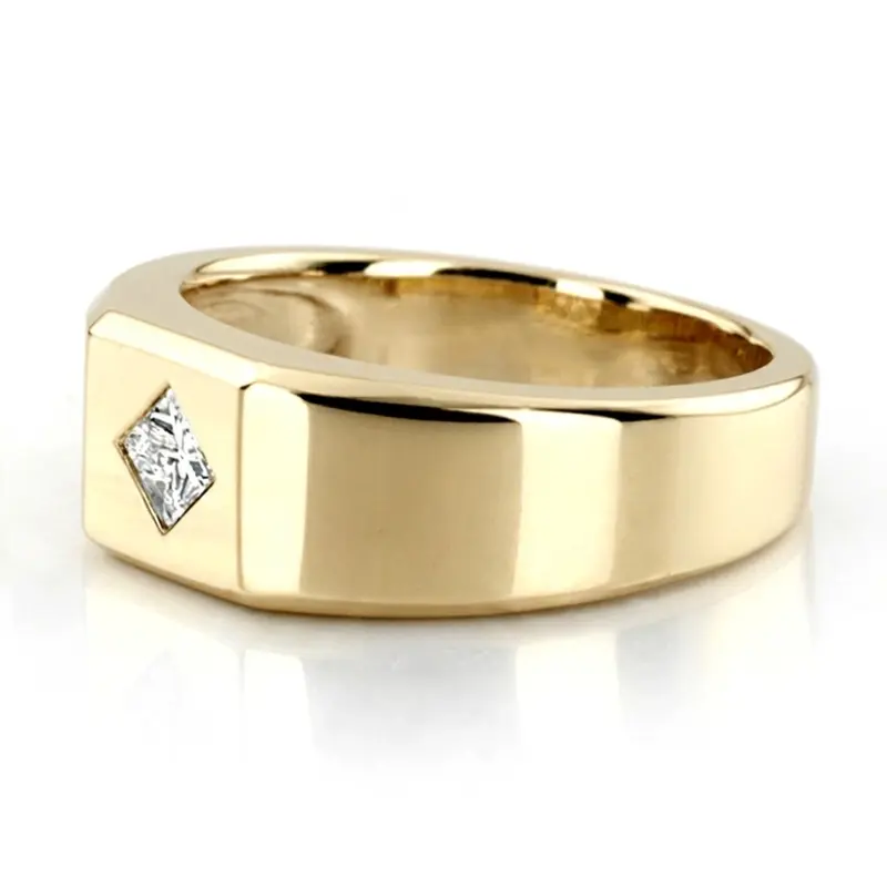 14K white gold 0.27 ct. Princess Cut Solitaire Diamond Men's Ring - alternate view 4