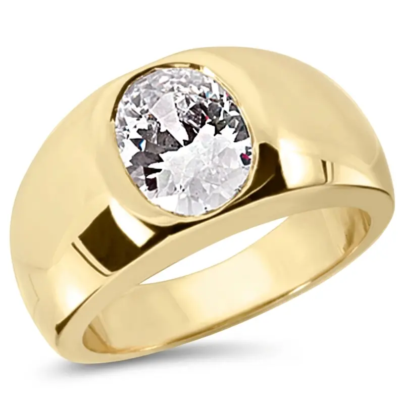 14K white gold Oval Diamond Solitaire Men's Ring (10x8mm) - alternate view 2
