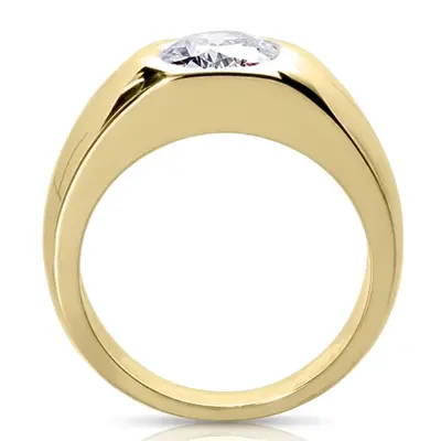 14K white gold Oval Diamond Solitaire Men's Ring (10x8mm) - alternate view 4 thumbnail