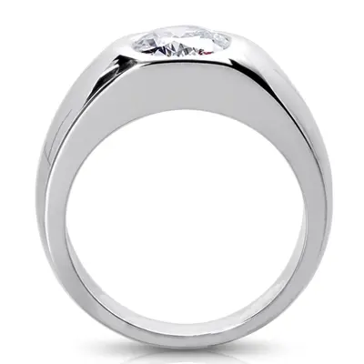 14K white gold Oval Diamond Solitaire Men's Ring (10x8mm) - alternate view 3 thumbnail