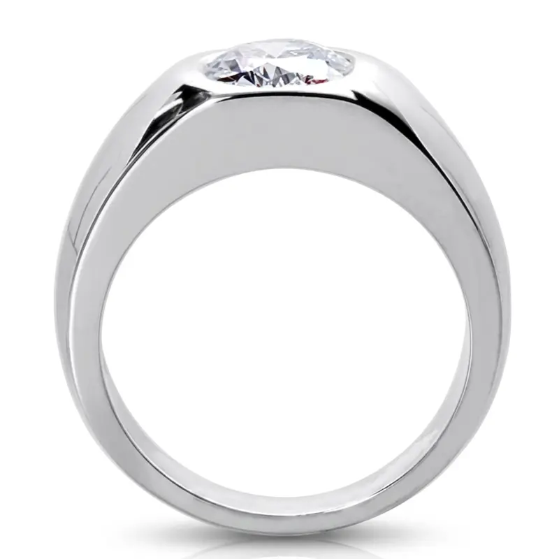 14K white gold Oval Diamond Solitaire Men's Ring (10x8mm) - alternate view 3