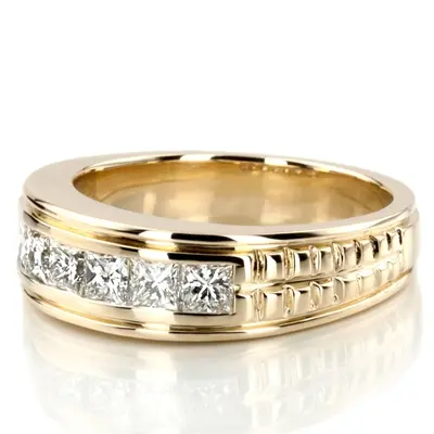 14K white gold 2.10 ct. tw. Princess Cut Diamond Men's Ring - alternate view 6 thumbnail