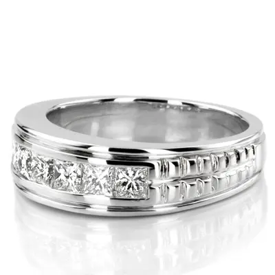 14K white gold 2.10 ct. tw. Princess Cut Diamond Men's Ring - alternate view 3 thumbnail