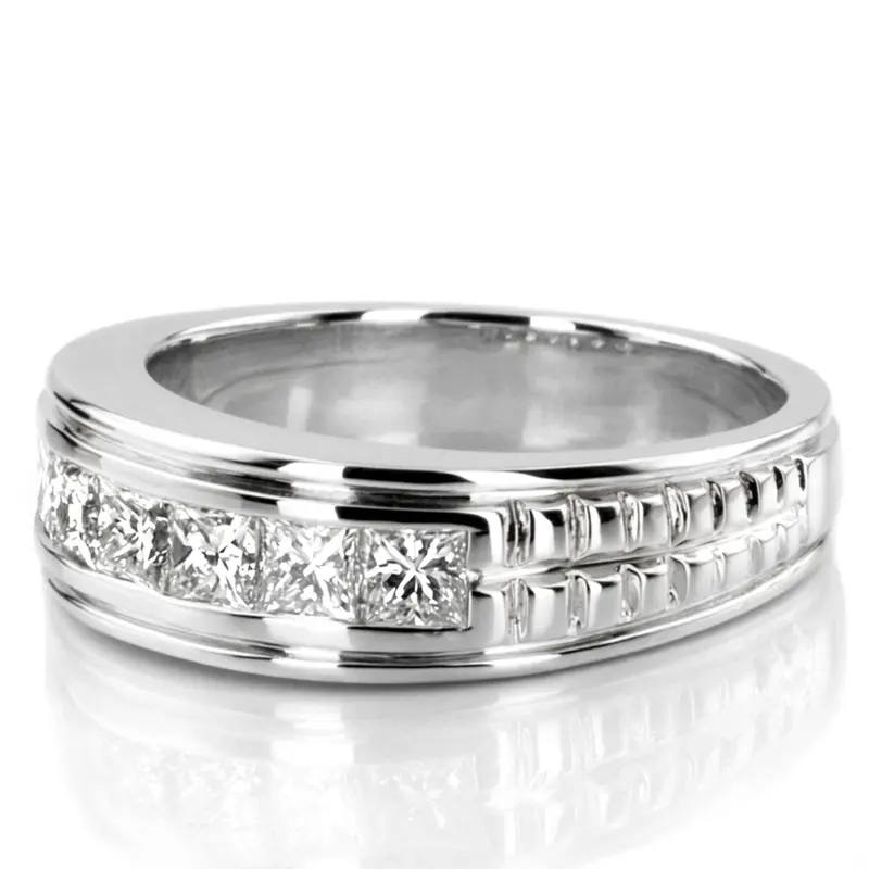14K white gold 2.10 ct. tw. Princess Cut Diamond Men's Ring - alternate view 3