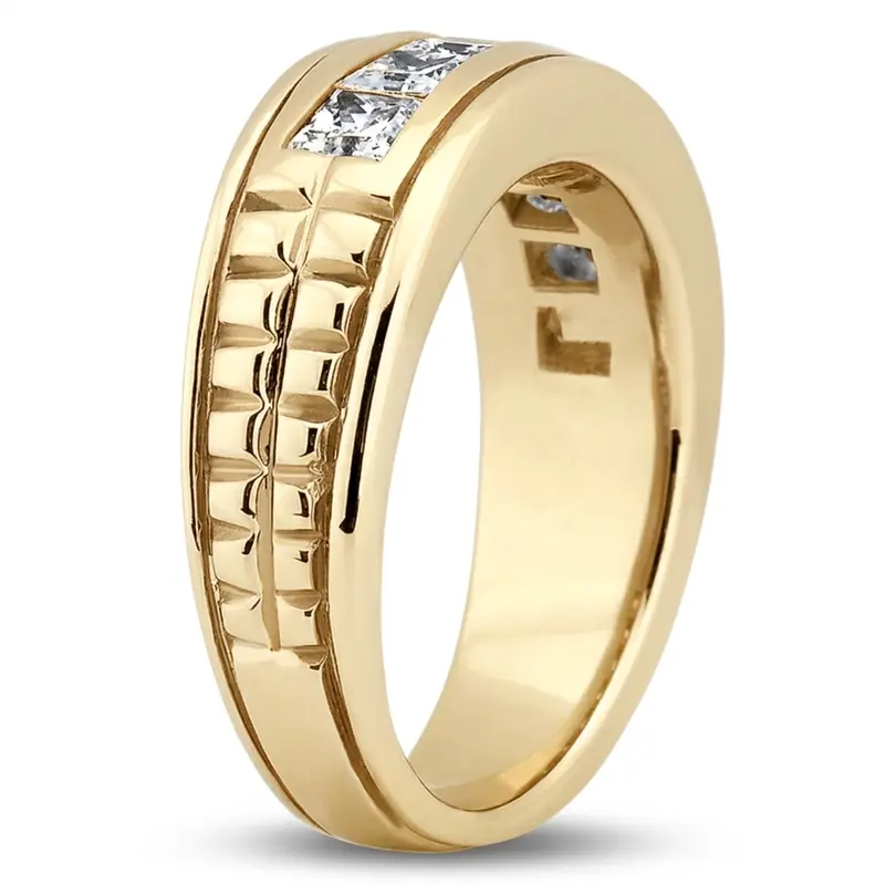 14K white gold 2.10 ct. tw. Princess Cut Diamond Men's Ring - alternate view 4