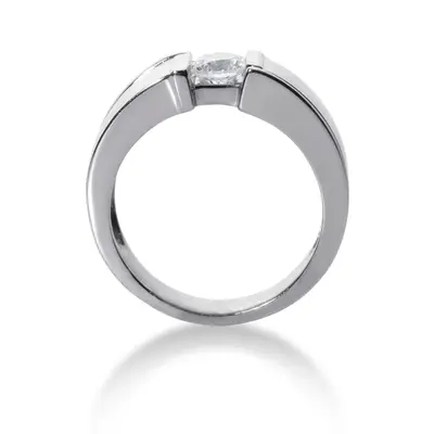 14K white gold 1.00 ct Bar Set Solitaire Diamond Men's Ring - alternate view 3 thumbnail