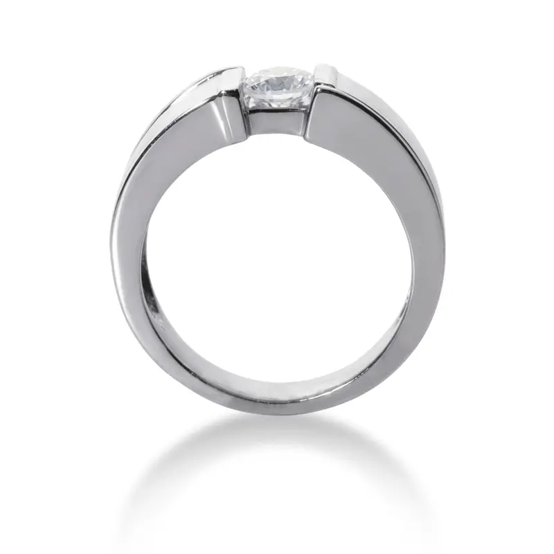 14K white gold 1.00 ct Bar Set Solitaire Diamond Men's Ring - alternate view 3