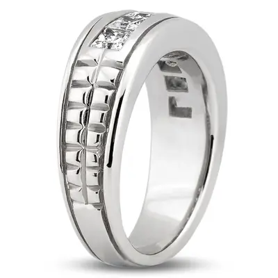 14K white gold 2.10 ct. tw. Princess Cut Diamond Men's Ring - alternate view 5 thumbnail
