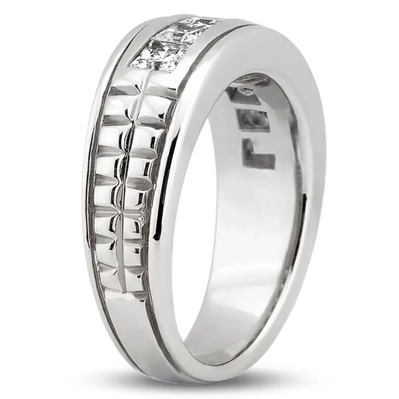 14K white gold 2.10 ct. tw. Princess Cut Diamond Men's Ring - alternate view 5