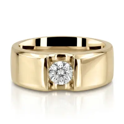 14K white gold Solitaire Diamond Men's Ring (1.00 ct.) - alternate view 2 thumbnail