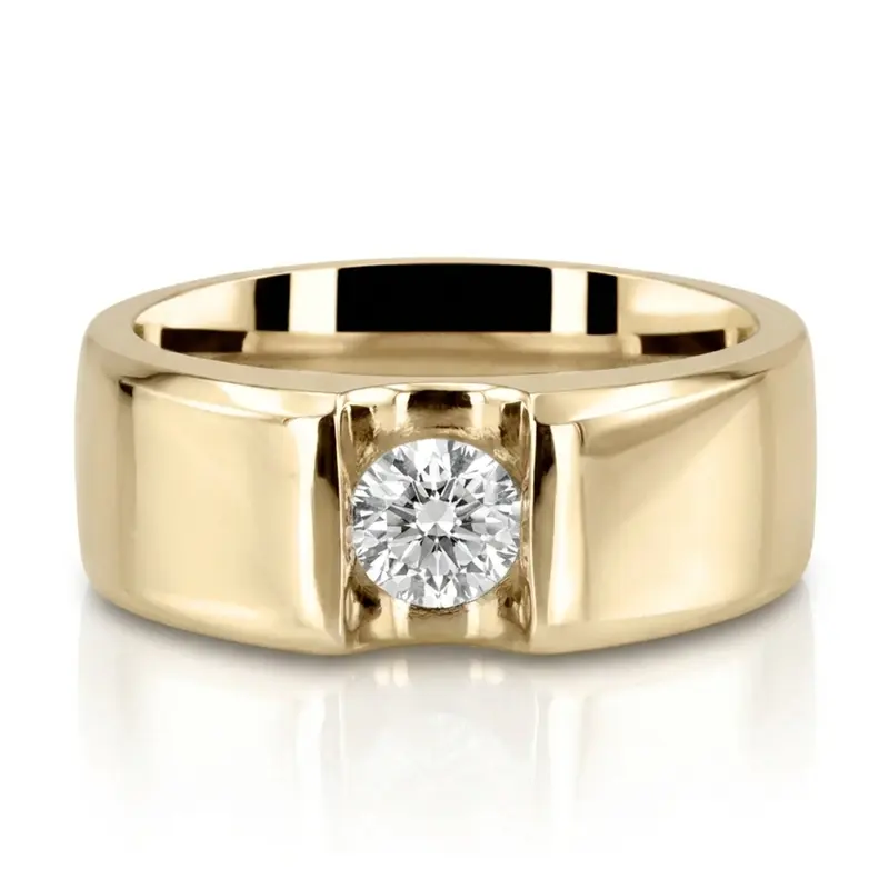 14K white gold Solitaire Diamond Men's Ring (1.00 ct.) - alternate view 2