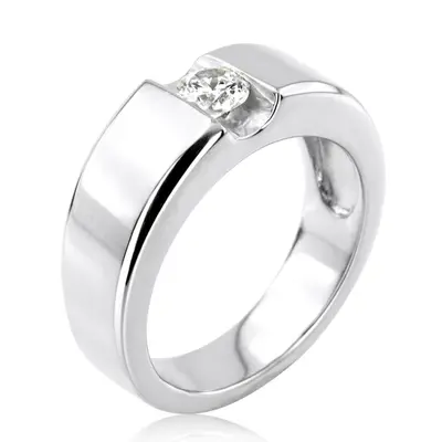 14K white gold Solitaire Diamond Men's Ring (1.00 ct.) - alternate view 3 thumbnail