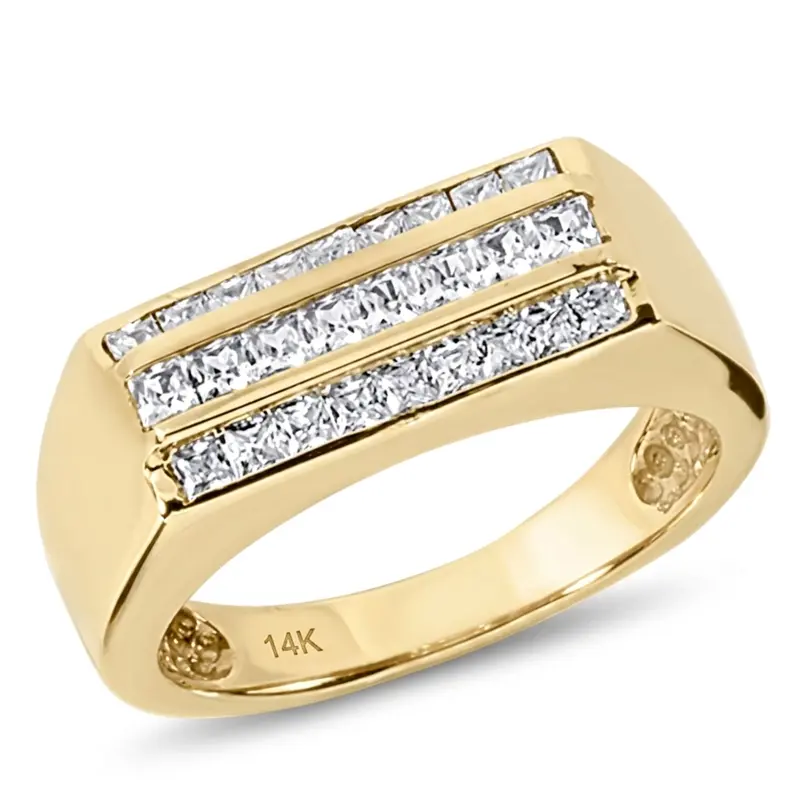14K white gold 1.05 ct. tw. Princess Cut Channel Set Diamond Men's Ring - alternate view 2