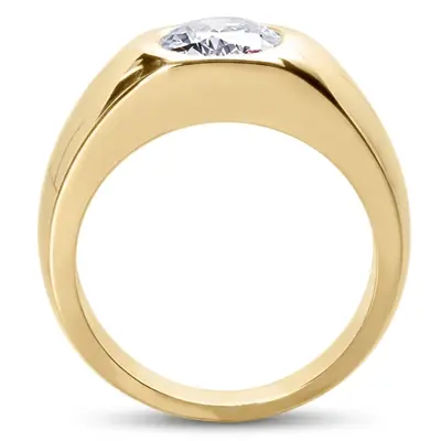 14K white gold Oval Diamond Solitaire Men's Ring (8x6mm) - alternate view 2 thumbnail