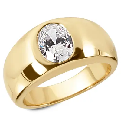 14K white gold Oval Diamond Solitaire Men's Ring (9x7mm) - alternate view 2 thumbnail