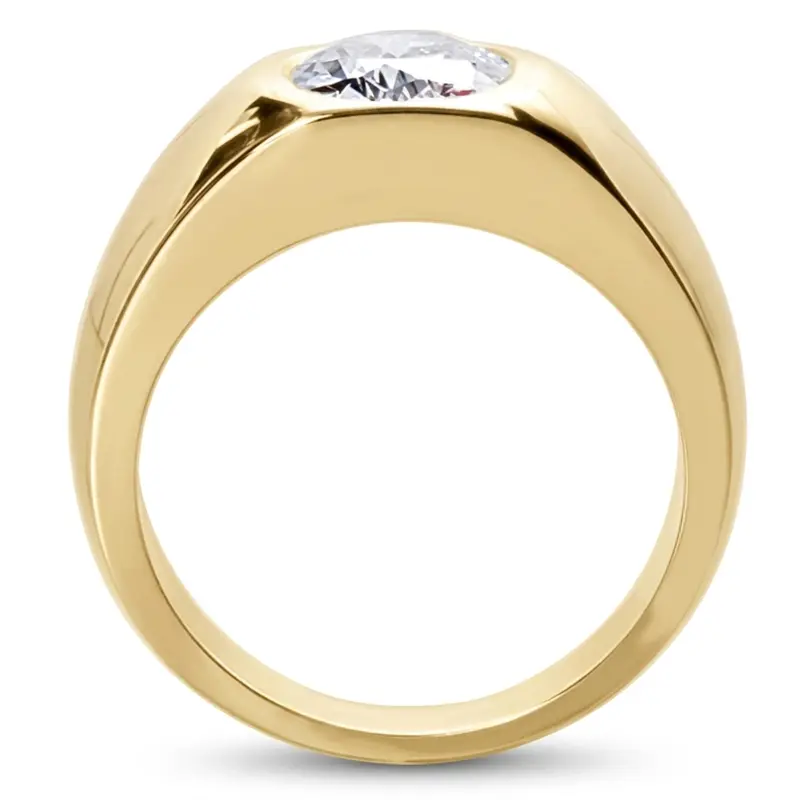 14K white gold Oval Diamond Solitaire Men's Ring (9x7mm) - alternate view 3