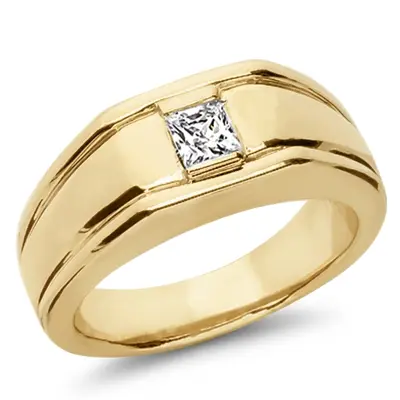 14K white gold 0.40 ct. tw. Princess Cut Solitaire Diamond Men's Ring - alternate view 2 thumbnail