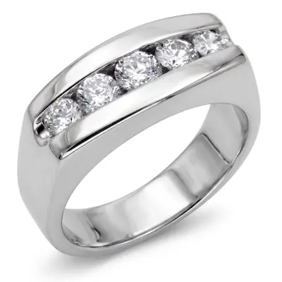 14K white gold 1.14 ct. tw. Channel Set Diamond Men's Ring - alternate view 2 thumbnail