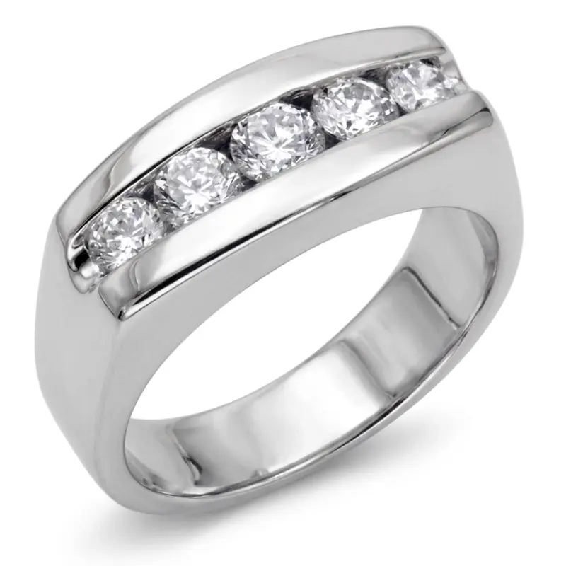 14K white gold 1.14 ct. tw. Channel Set Diamond Men's Ring - alternate view 2