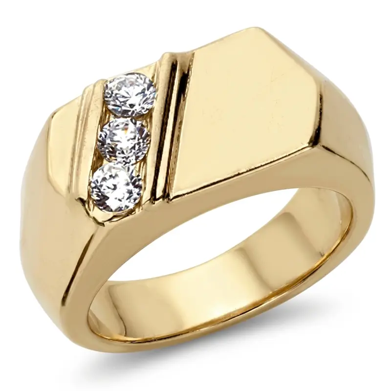 14K white gold 0.45 ct. tw. Diagonal Three Stone Diamond Men's Ring - alternate view 2