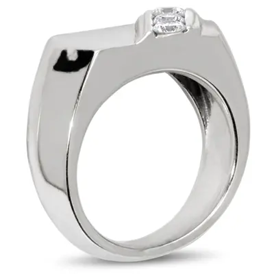 14K white gold 0.45 ct. tw. Diagonal Three Stone Diamond Men's Ring - alternate view 3 thumbnail
