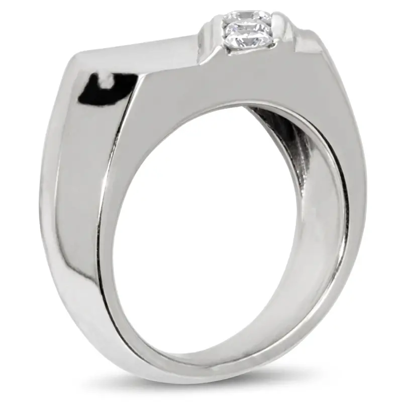 14K white gold 0.45 ct. tw. Diagonal Three Stone Diamond Men's Ring - alternate view 3