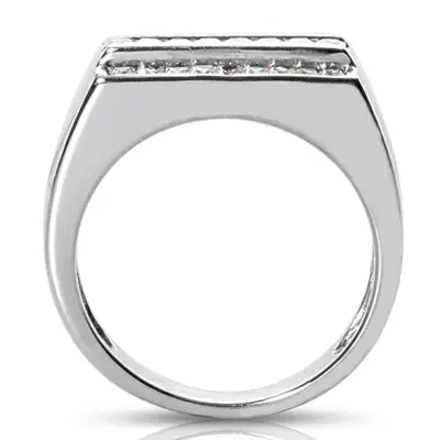 14K white gold 1.05 ct. tw. Princess Cut Channel Set Diamond Men's Ring - alternate view 3 thumbnail