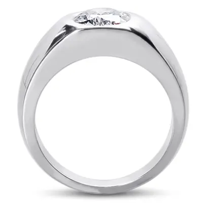 14K white gold Oval Diamond Solitaire Men's Ring (8x6mm) - alternate view 3 thumbnail