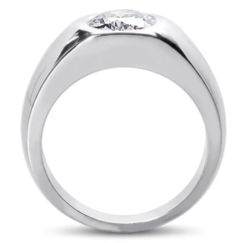14K white gold Oval Diamond Solitaire Men's Ring (8x6mm) - alternate view 3