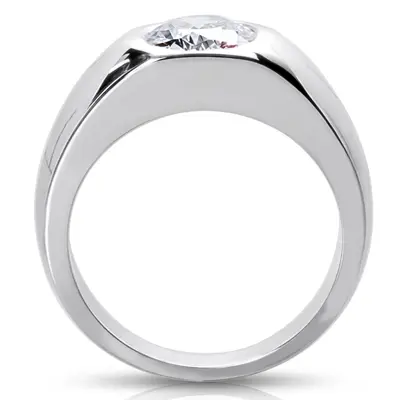 14K white gold Oval Diamond Solitaire Men's Ring (9x7mm) - alternate view 4 thumbnail