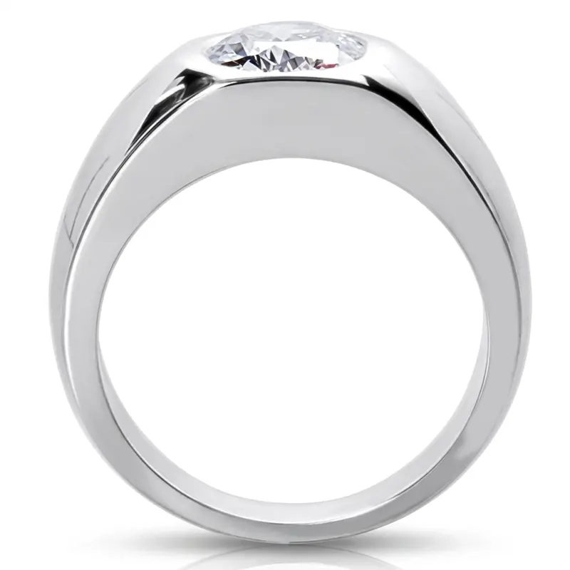 14K white gold Oval Diamond Solitaire Men's Ring (9x7mm) - alternate view 4